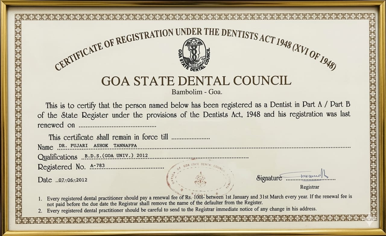 Dr. Ashok Pujari Certificate
